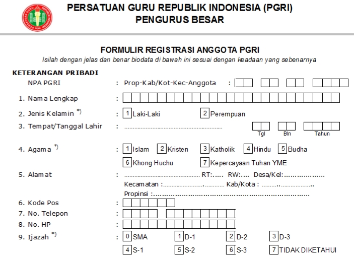 Pendaftaran PGRI Kab. Jember - Persatuan Guru Republik Indonesia Cabang Kab. Jember